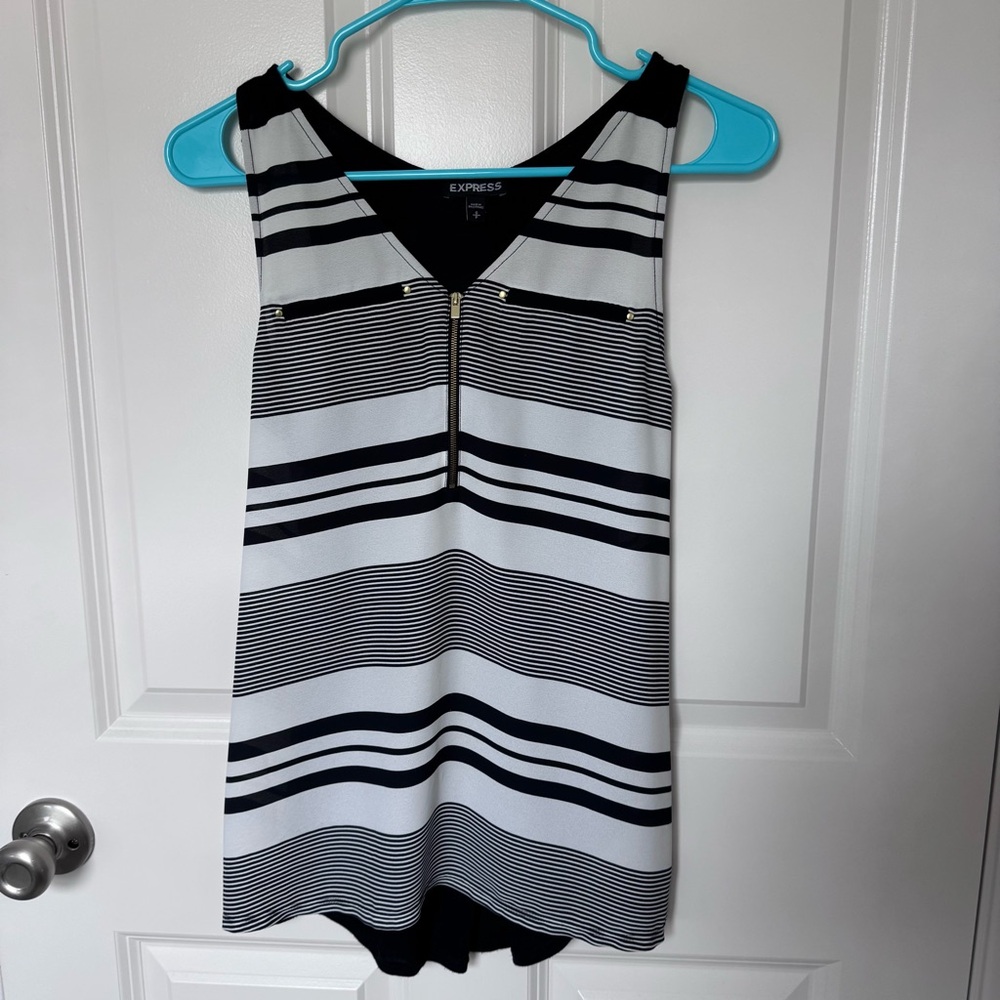 Express Black and White Striped Tank Top